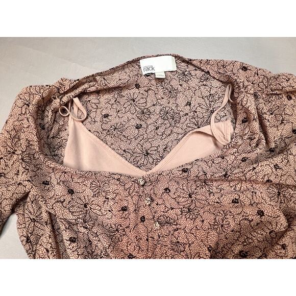 Nordstrom Rack Floral Long Sleeve Blouse Size L Pink Black Lined - Picture 3 of 7